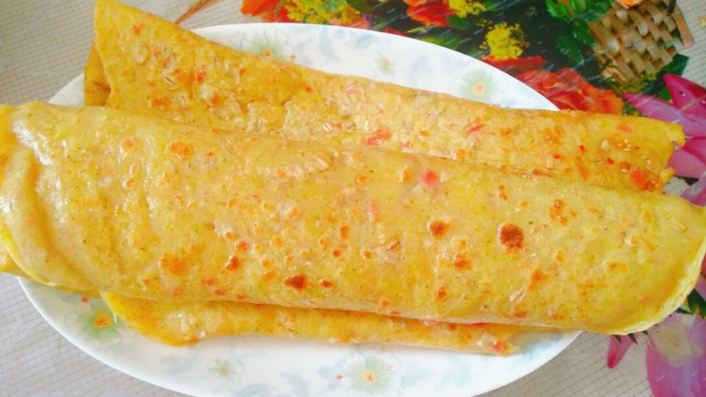燕麦鸡蛋饼,简单的煎饼就做好了,开吃吧!