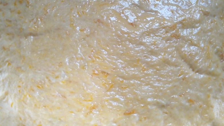 南瓜发糕,找一个模具或者铁盆，底层刷油，倒入调好的面，盖上保鲜膜或盖子。发至两倍大