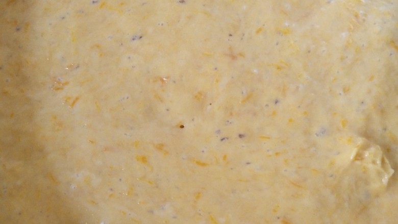 南瓜发糕,30分钟后发好的面，蜂窝状，时间根据气温来定