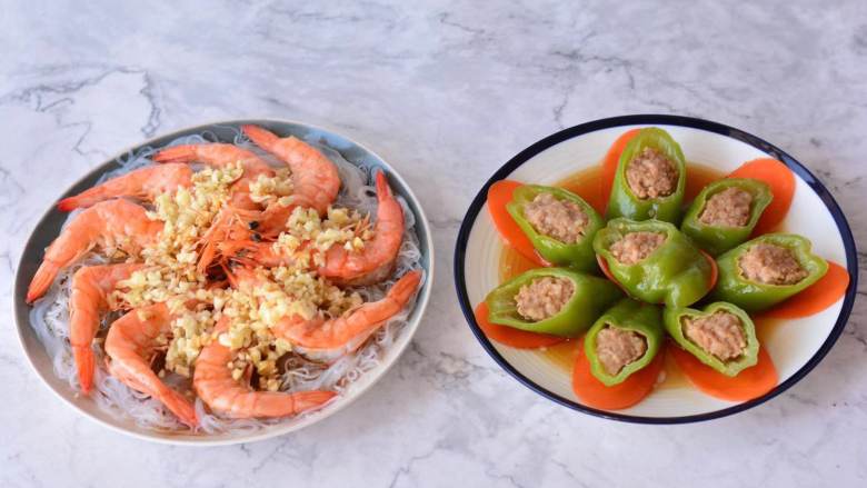 蒜油青虾椒酿肉,蒜油青虾椒酿肉