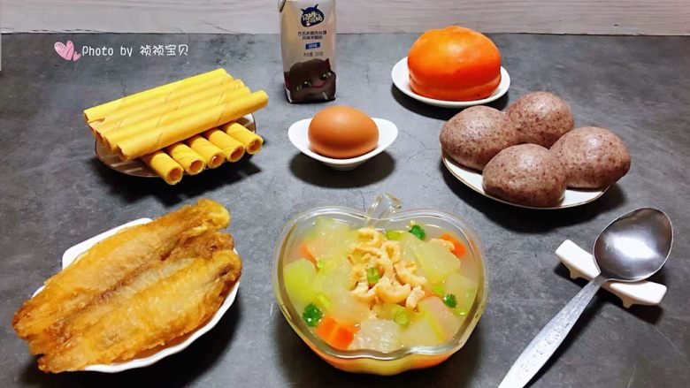 冬瓜虾米汤,丰盛的早餐让人信心满满噢