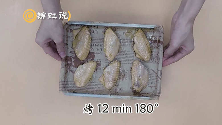 蜜汁烤鸡翅,放去烤箱,180度,12分钟左右,取出