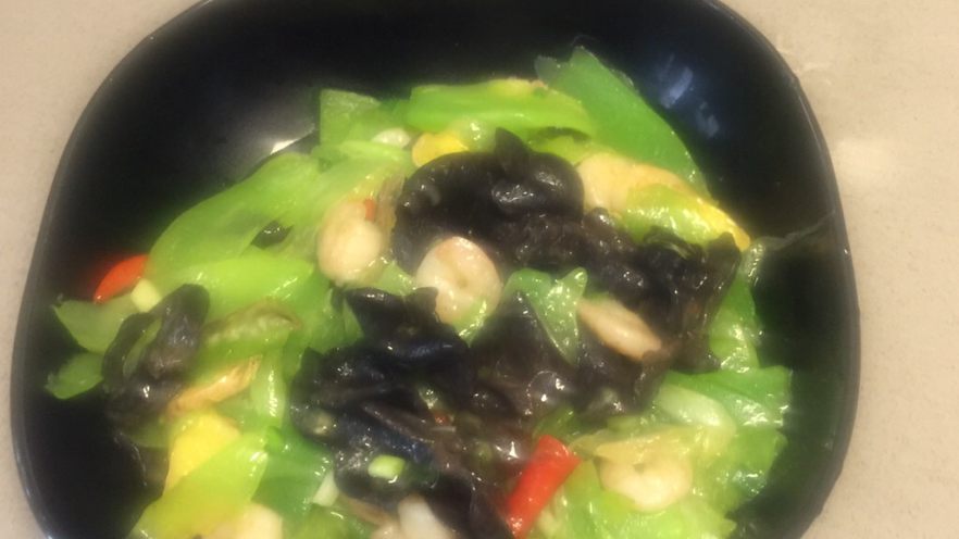 虾仁炒木耳青笋