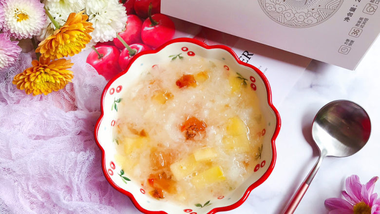 桃胶金燕耳苹果甜汤~提高免疫力佳品,成品图