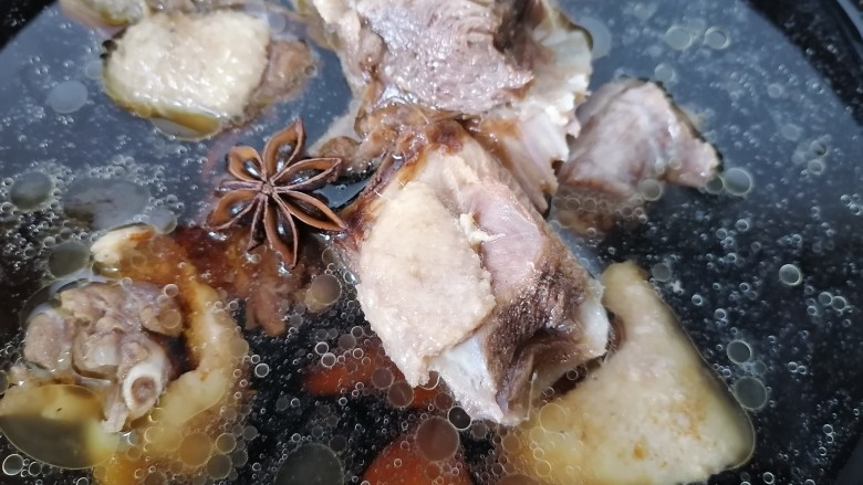 红烧鸭肉,放入适量水开始炖,加入一个<a style='color:red;display:inline-block;' href='/shicai/ 135'>茴香</a>