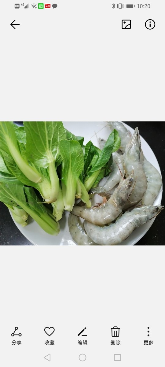 油菜炒虾仁,准备好所需材料