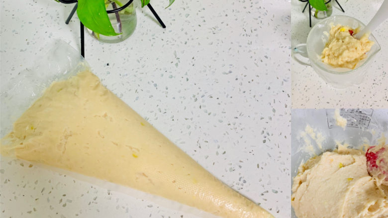 鸡肉玉米肠,用刮刀轻轻拨动肉泥不会断开,就可以装入裱花袋。
