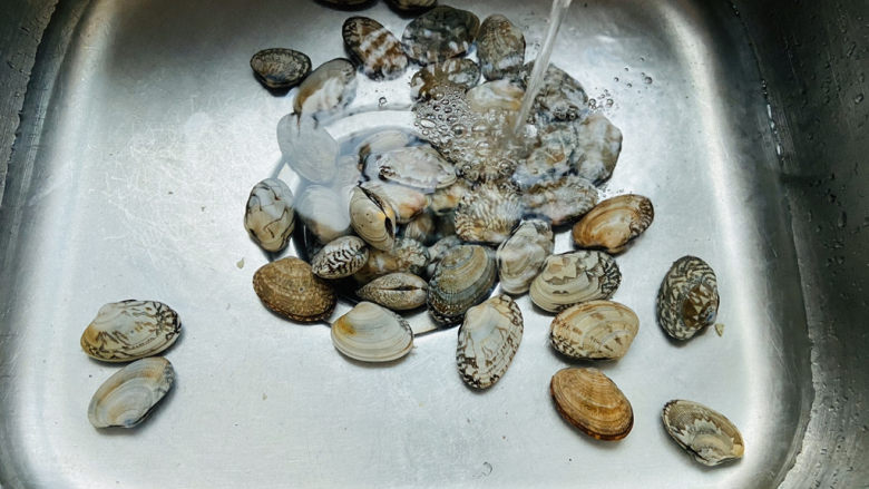 麻辣花蛤,清洗干净