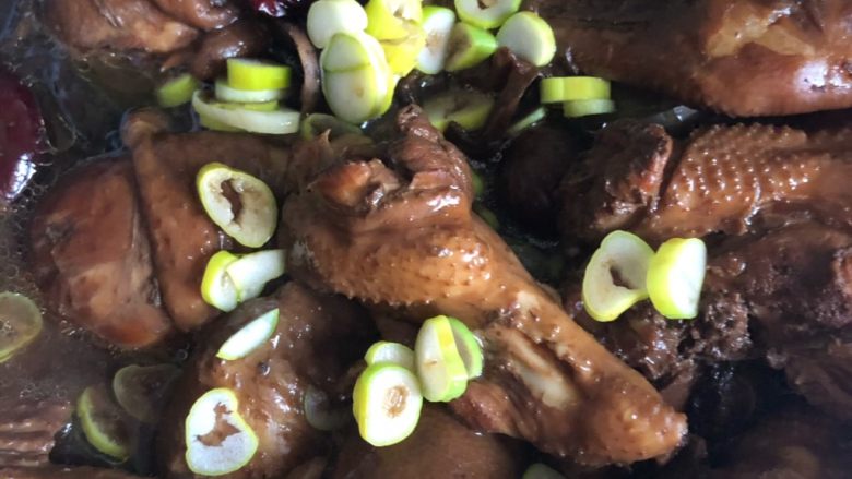 牛肝菌炖鸡,炖的肉烂汤浓,关火撒葱花
