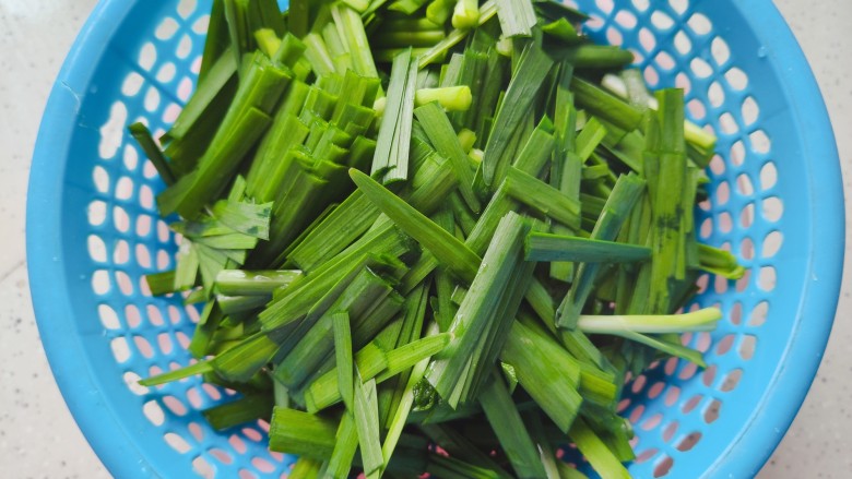 韭菜炒豆芽,洗净韭菜,切成段