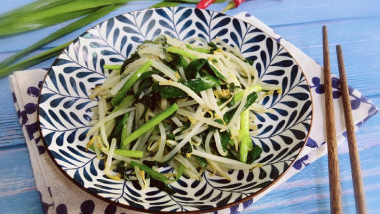 韭菜炒豆芽~刮油清肠越吃越瘦,成品图