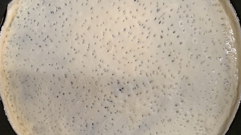 秀气番茄脆底披萨,面皮放入模具,整理周边,面皮用叉子叉密集小孔。