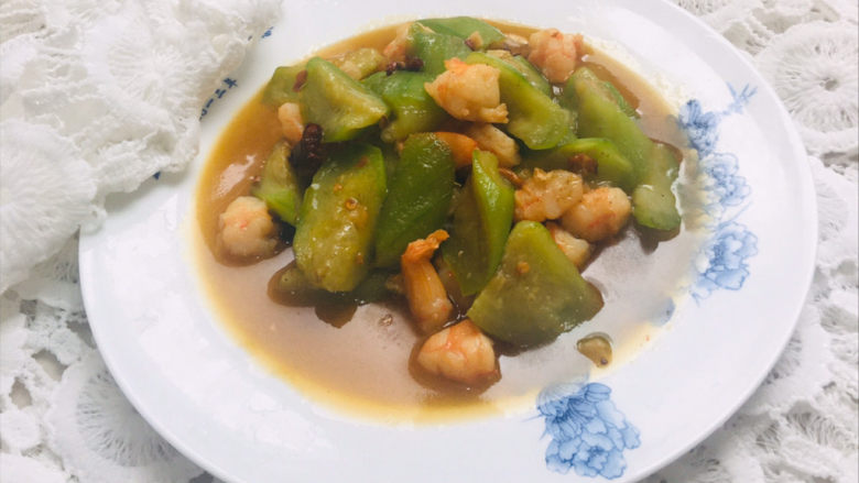 丝瓜炒虾仁,成品图~