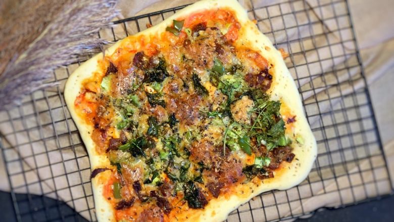 这是田园披萨吗🍕?,烤18分钟