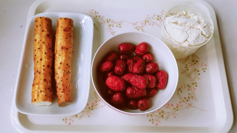 山药红枣糕,食材准备好