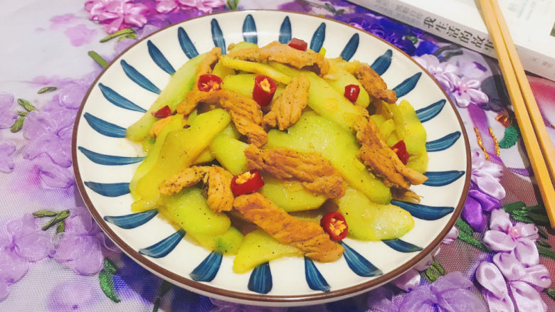 佛手瓜炒肉片,成品图!