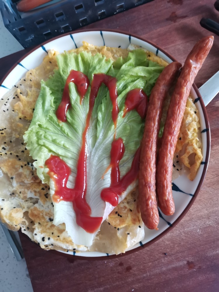 手抓饼,放肠
