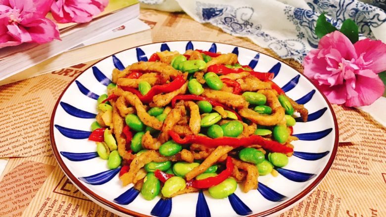毛豆炒肉丝,成品图!