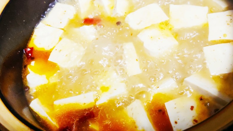 河蚌烧豆腐千张,再加入老<a style='color:red;display:inline-block;' href='/shicai/ 465'>豆腐</a>,盐和鸡精,继续煮