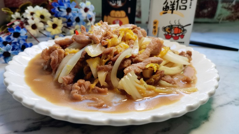 白菜炒肉片,成品图1