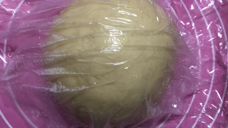 紫米水立方,取出面团滚圆,盖保鲜膜发酵到两倍大。
