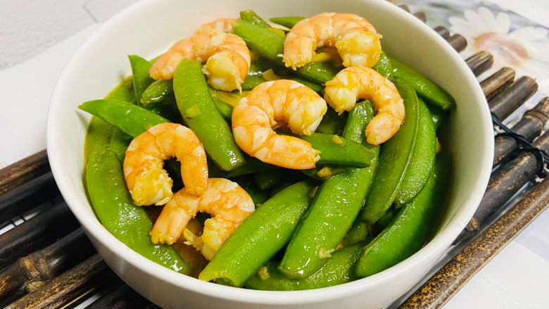 甜豆虾仁,清甜鲜美,老少皆宜!