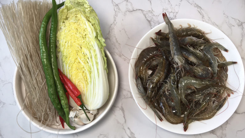 鲜虾粉丝煲,准备食材