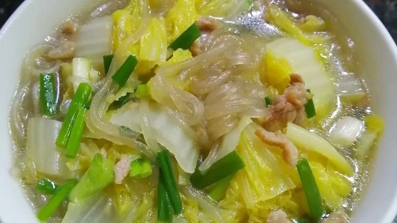 肉丁白菜炖粉条,成品图