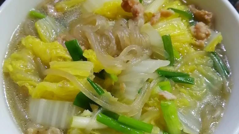 肉丁白菜炖粉条,成品图