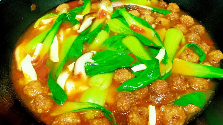 西红柿豆腐汤,搅拌均匀