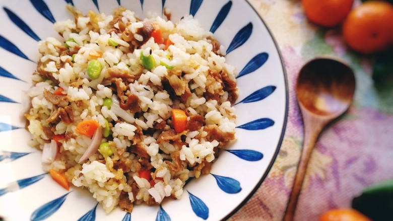 孜然羊肉炒饭,超级香!干饭了。