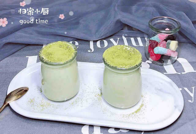 豆腐布丁,小清新的抹茶豆腐布丁就做好了!