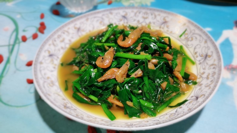 韭菜炒虾米,出锅喽!