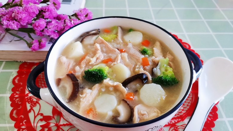 鸡肉山药粥,成品图!