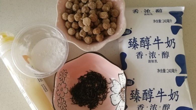 黑珍珠奶茶冻,准备食材