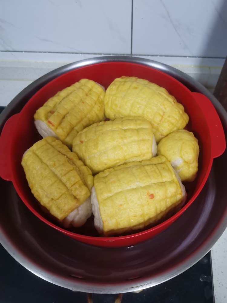 玉米馒头,水开蒸15,关火焖5分