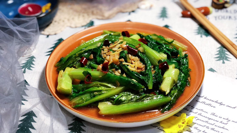 清炒油麦菜➕蒜蓉酸辣油麦菜,成品