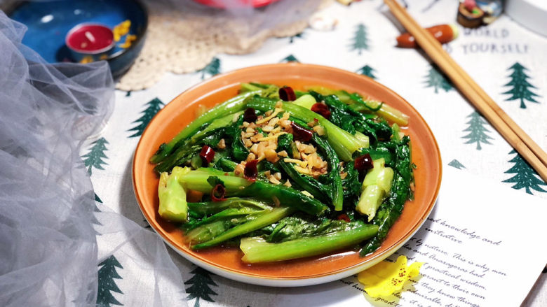 清炒油麦菜➕蒜蓉酸辣油麦菜,成品