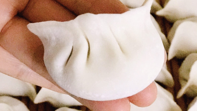 韭菜肉锅贴,按照自己的习惯,包起来