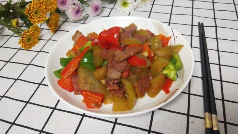火腿炒瓠子,成品图,火腿炒瓠子