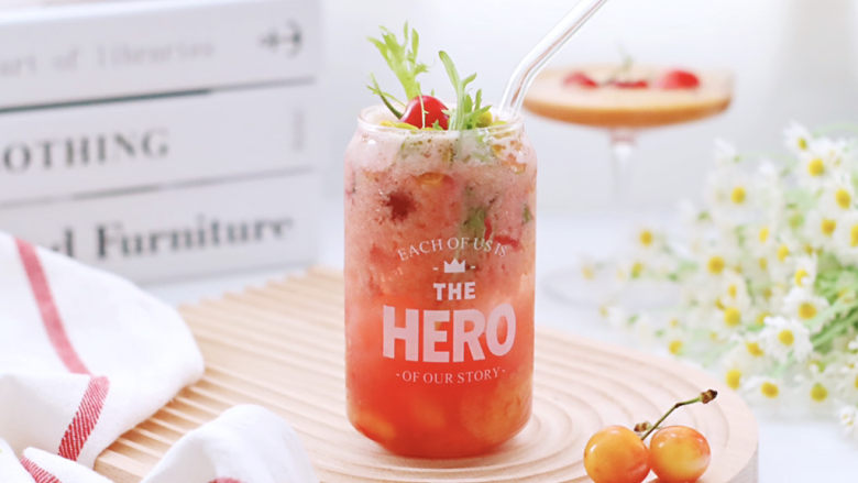 高颜值樱桃气泡冰饮