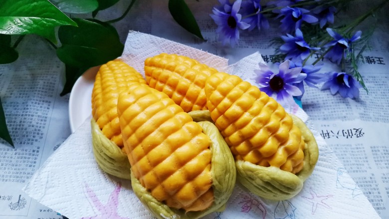 彩蔬玉米馒头,成品图!