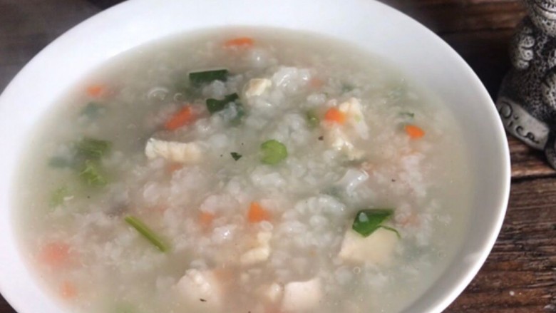 鸡肉疏菜粥,盛出，成品1