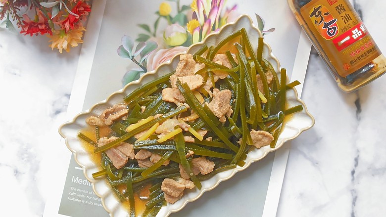 海带炒肉片,完成✅，开饭啦