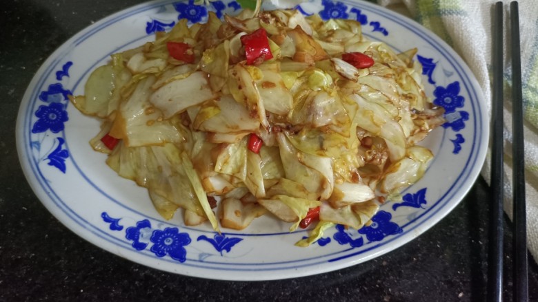 干煸圆白菜,成品一