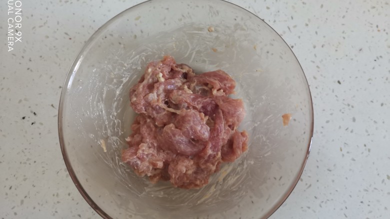 冬瓜瘦肉汤,拌均匀腌制片刻,抓拌至这种粘稠的状态