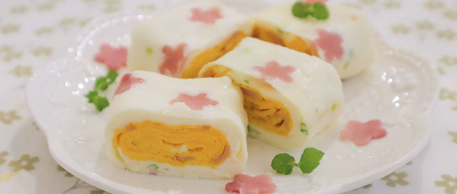 可爱到开花的「花朵厚蛋烧」，有蛋和火腿就能做哟~