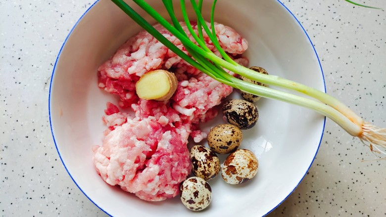 鹌鹑蛋蒸肉末,首先我们准备好所有食材