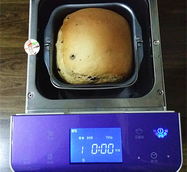 蔓越莓甜面包(一键式),打开上盖,哇,面包已爆棚,真的太诱人了