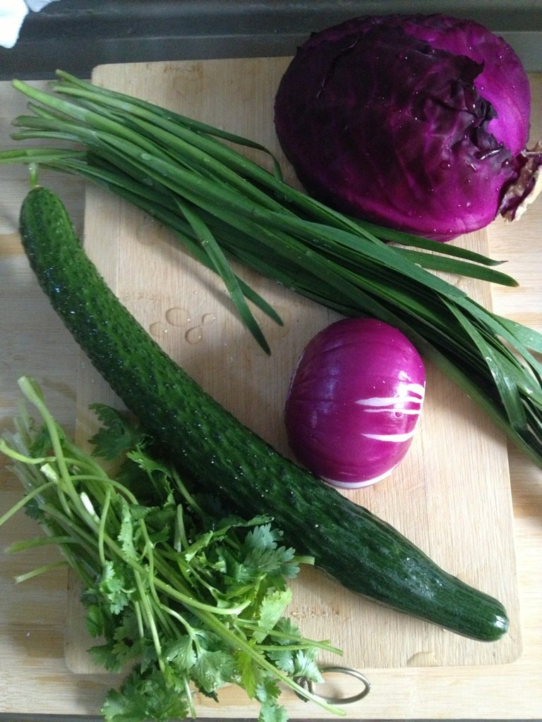 培根蔬菜卷,蔬菜都切条